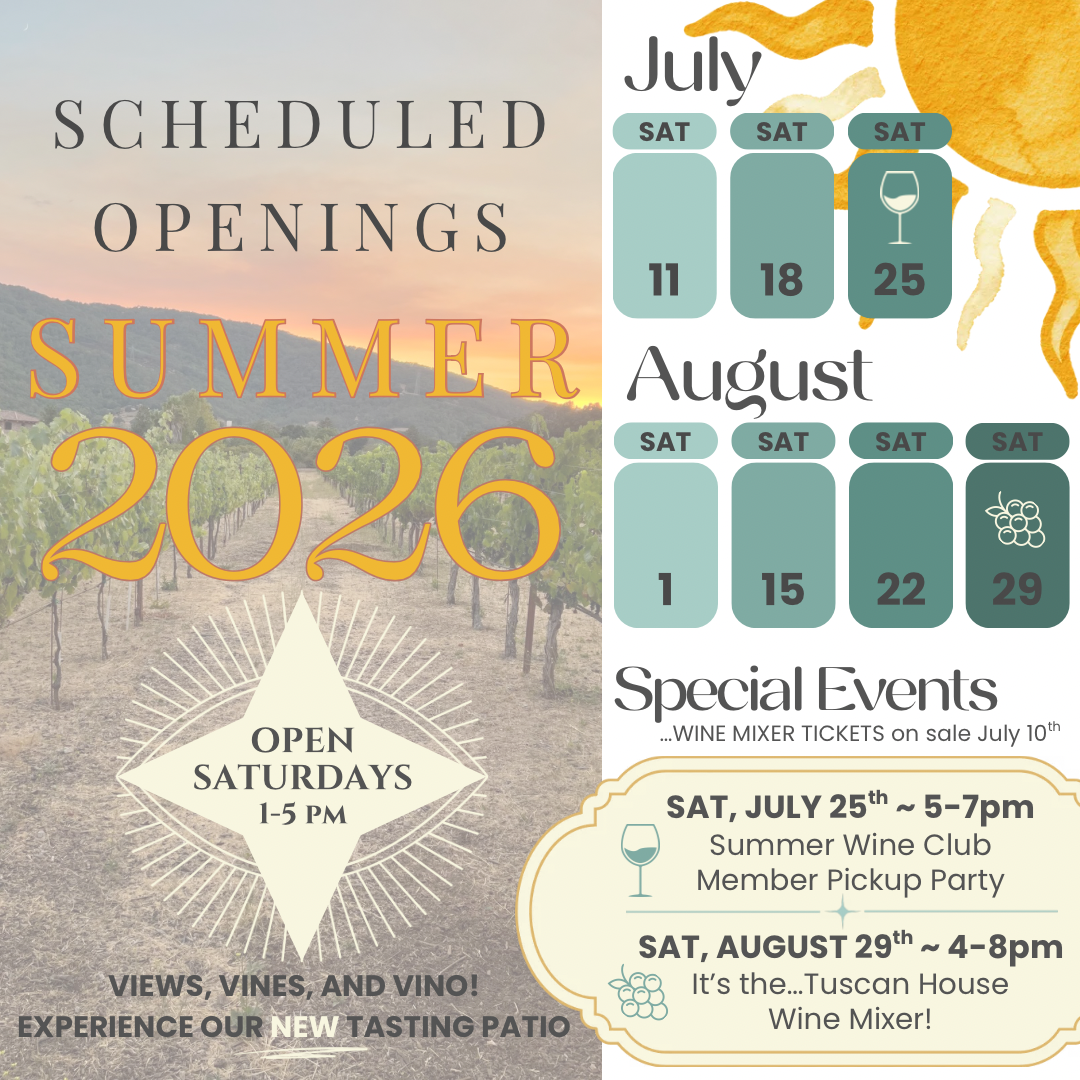 Tuscan House Vineyards Summer 2026 Event Calendar